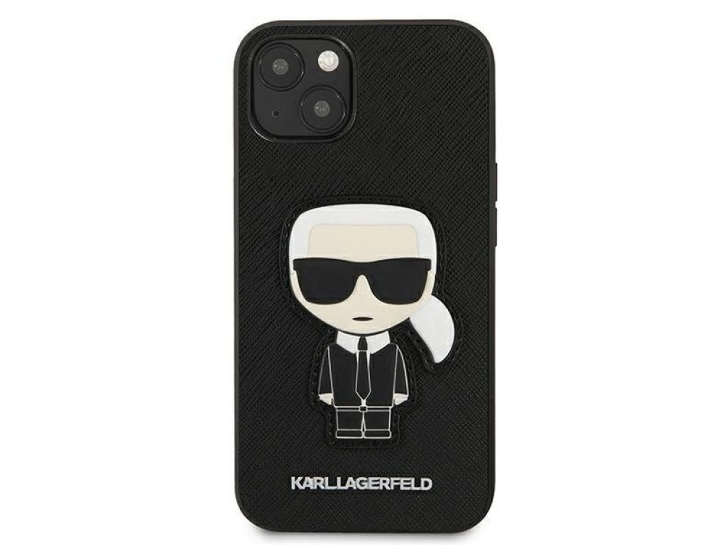 KLHCP13SOKPK Pouzdro pro iPhone 13 mini - 5,4" černé Saffiano Ikonik Karl`s Patch