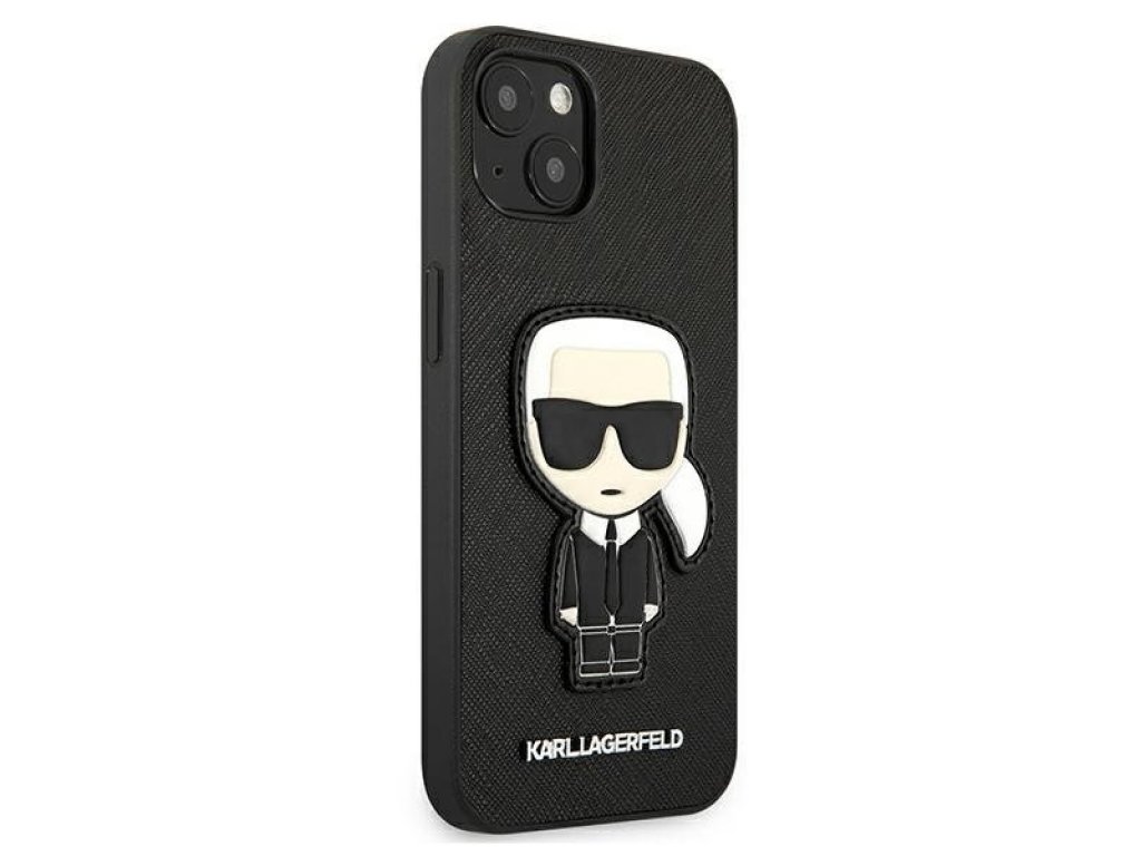 KLHCP13SOKPK Pouzdro pro iPhone 13 mini - 5,4" černé Saffiano Ikonik Karl`s Patch