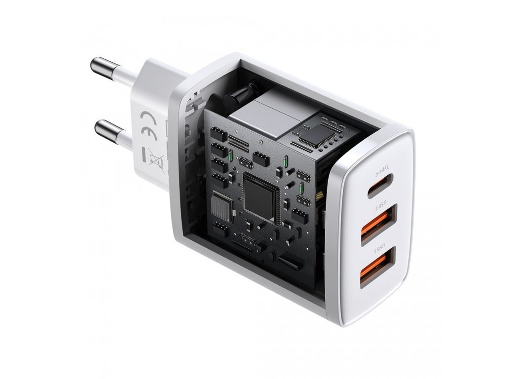 Kompaktní rychlonabíječka 2x USB / USB typu C 30W 3A Power Delivery Quick Charge bílá (CCXJ-E02)