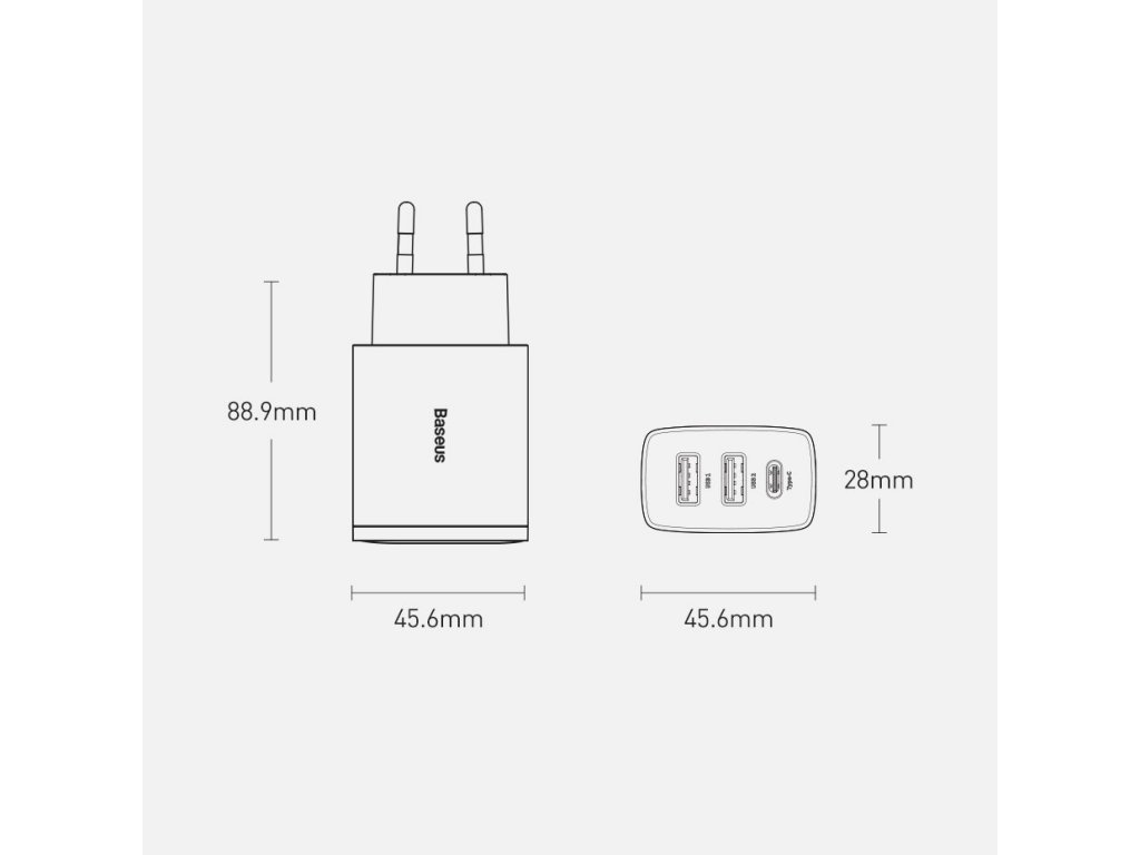 Kompaktní rychlonabíječka 2x USB / USB typu C 30W 3A Power Delivery Quick Charge bílá (CCXJ-E02)