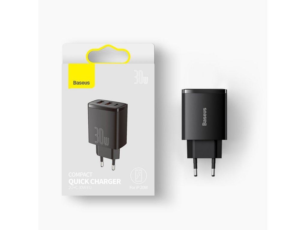 Kompaktní rychlonabíječka 2x USB / USB typu C 30W 3A Power Delivery Quick Charge bílá (CCXJ-E02)