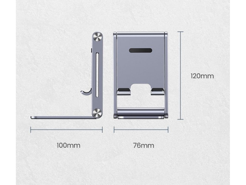 Kovový hliníkový skládací stojánek na telefon šedý (LP263 80708)