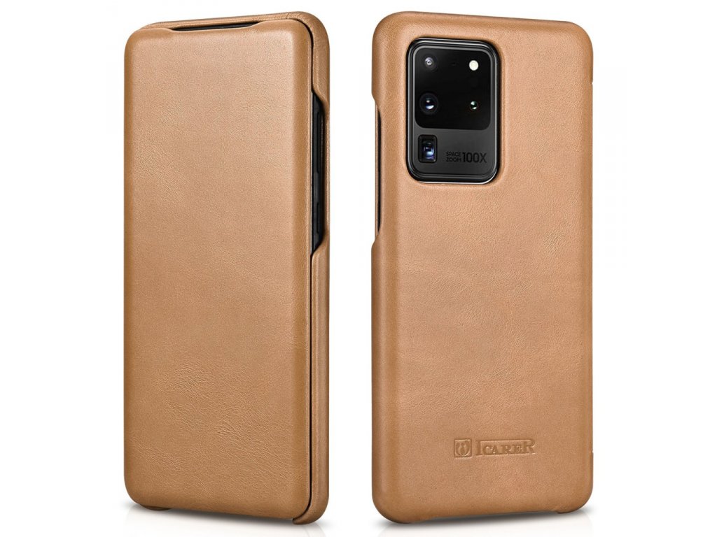 Kožené knížkové pouzdro Samsung Galaxy S20 Ultra khaki (RS992008-GG)