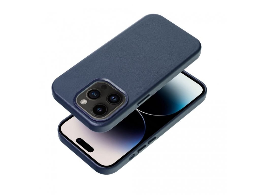 Kožený zadní kryt Mag pro IPHONE 12 indigo blue