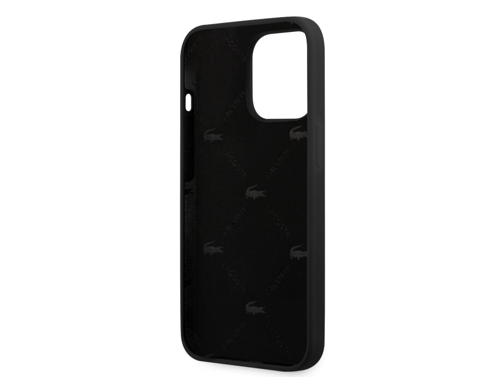 Lacoste Liquid Silicone Glossy Printing Logo Kryt pro iPhone 13 mini - černý