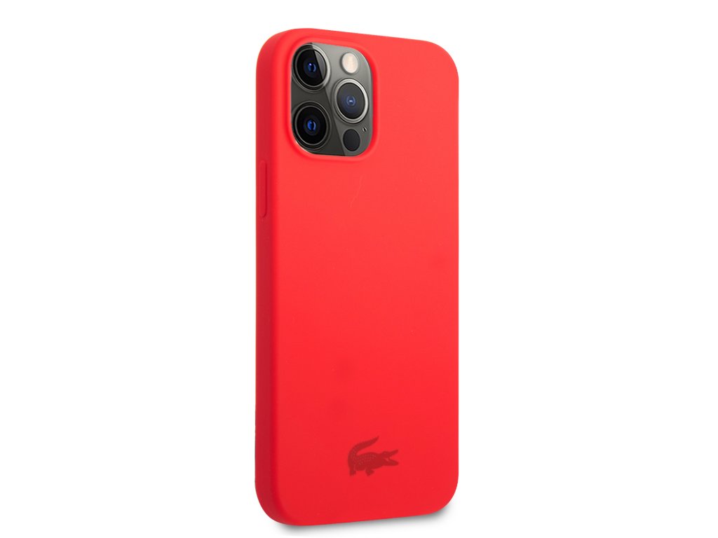 Lacoste Liquid Silicone Glossy Printing Logo Kryt pro iPhone 13 Pro - červený