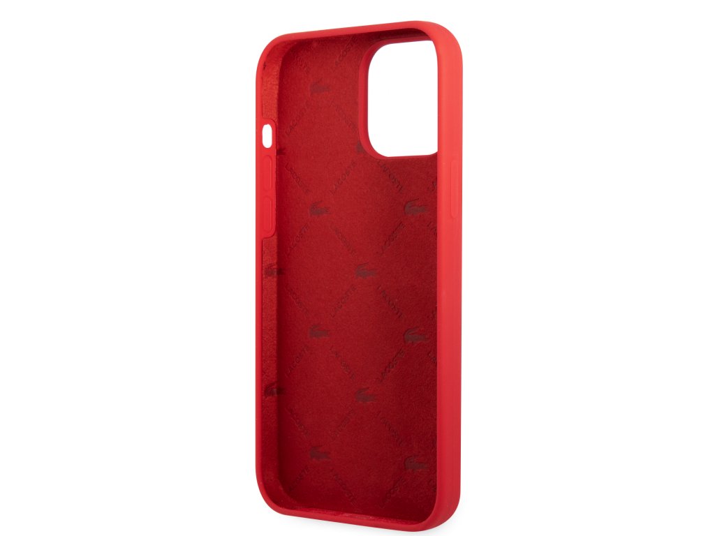 Lacoste Liquid Silicone Glossy Printing Logo Kryt pro iPhone 13 Pro - červený