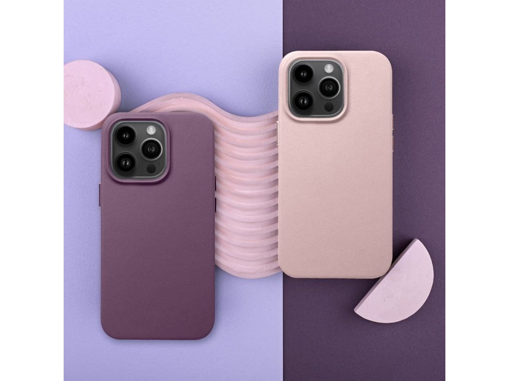 Kožený kryt Mag pro IPHONE 14 tmavě fialový