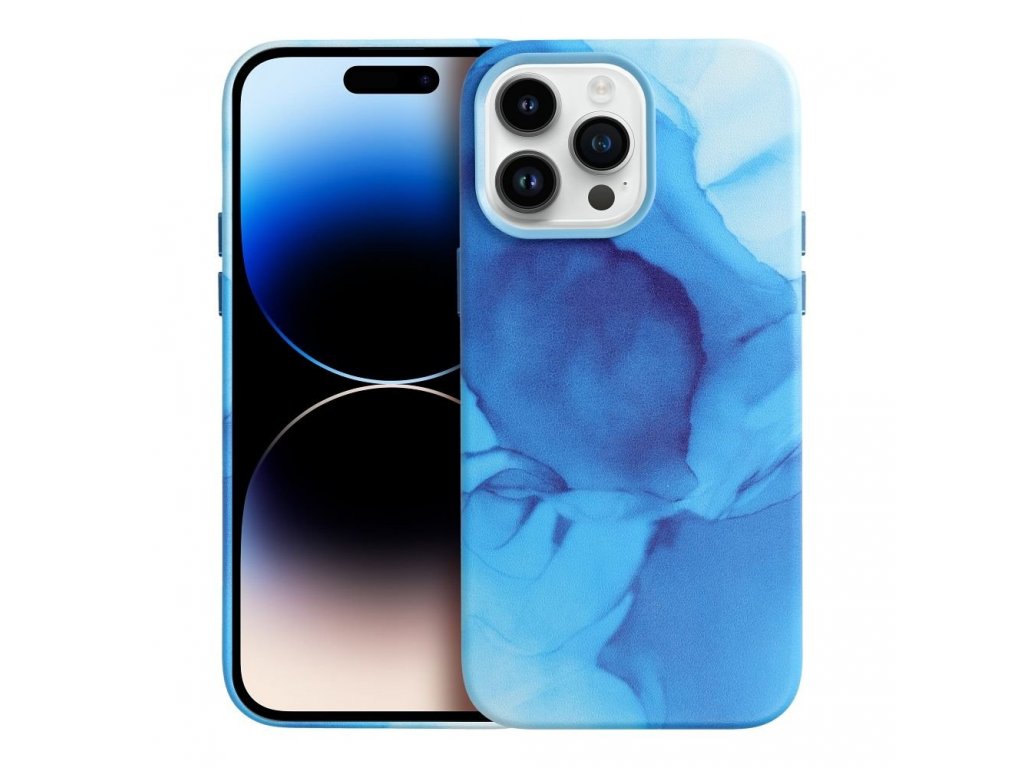 Leather Mag Cover for IPHONE 14 PLUS blue splash