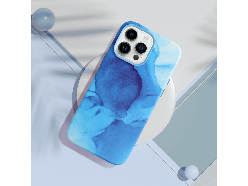 Leather Mag Cover for IPHONE 14 PLUS blue splash