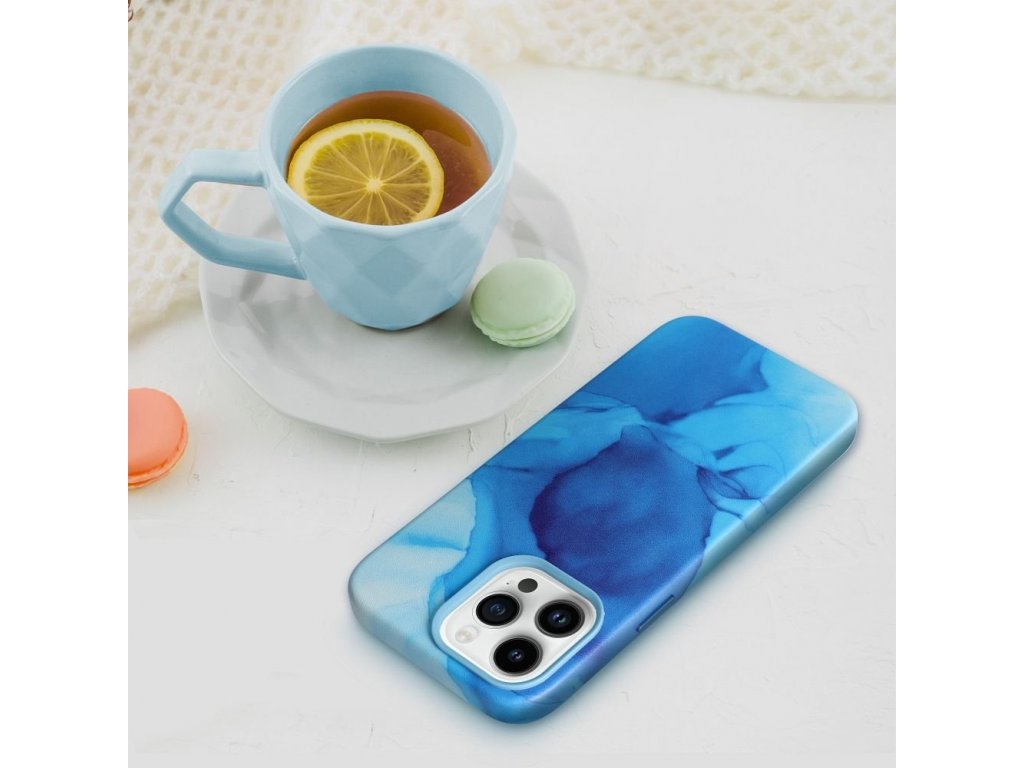 Leather Mag Cover for IPHONE 14 PLUS blue splash