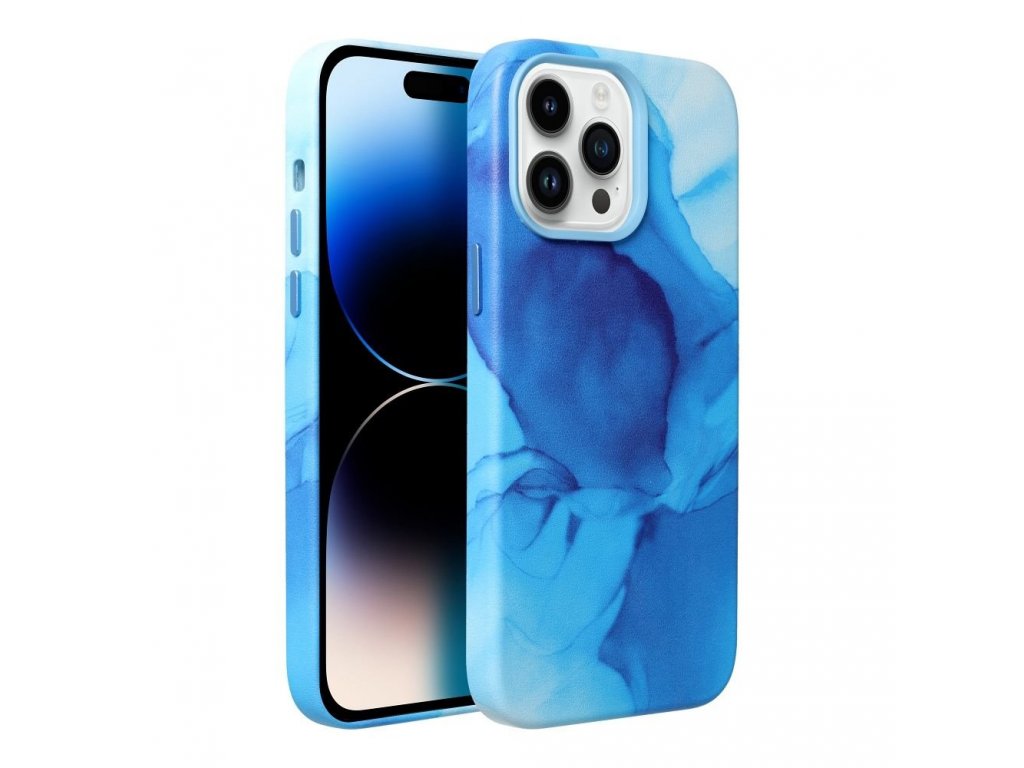 Leather Mag Cover for IPHONE 14 PRO blue splash