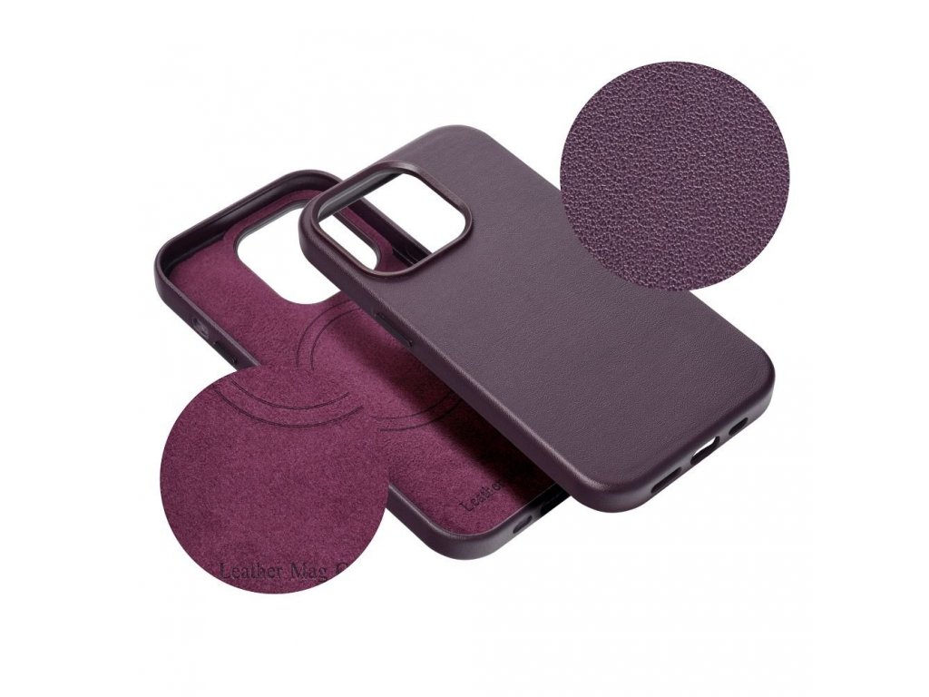 Leather Mag Cover for IPHONE 14 PRO dark violet