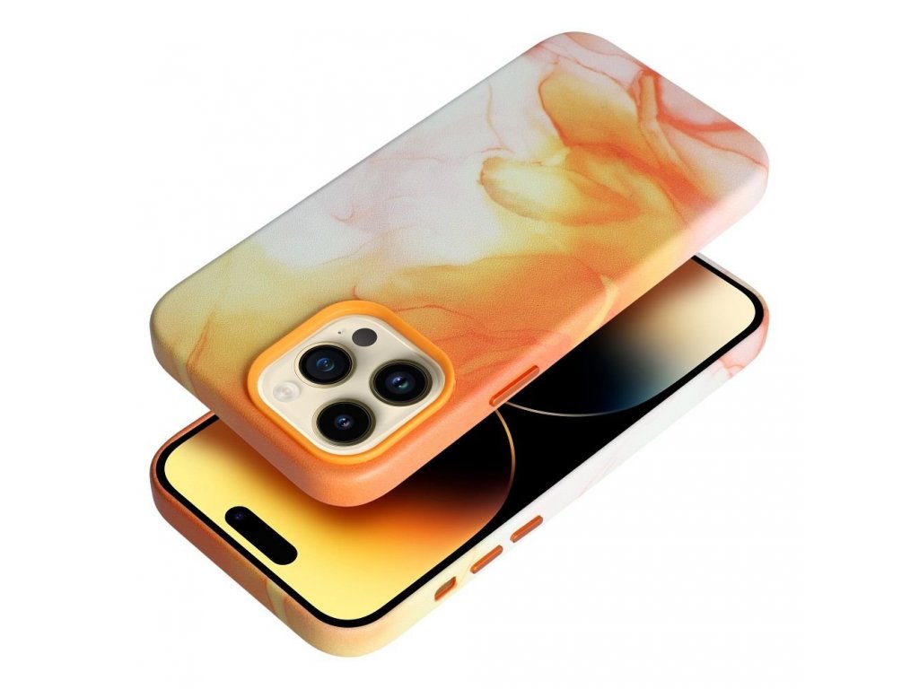 Leather Mag Cover for IPHONE 14 PRO MAX orange splash