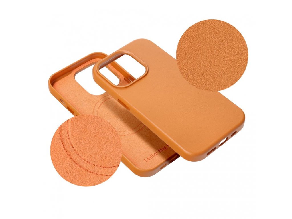 Leather Mag Cover for IPHONE 15 PLUS orange