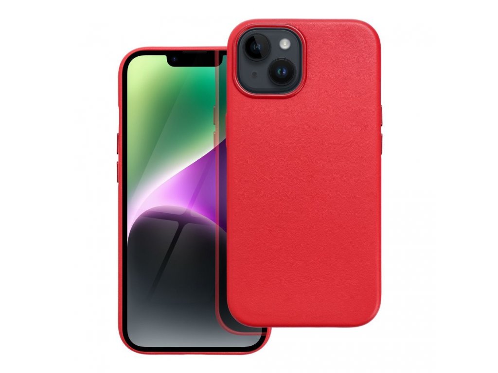 Kožený kryt Mag pro IPHONE 15 - červený