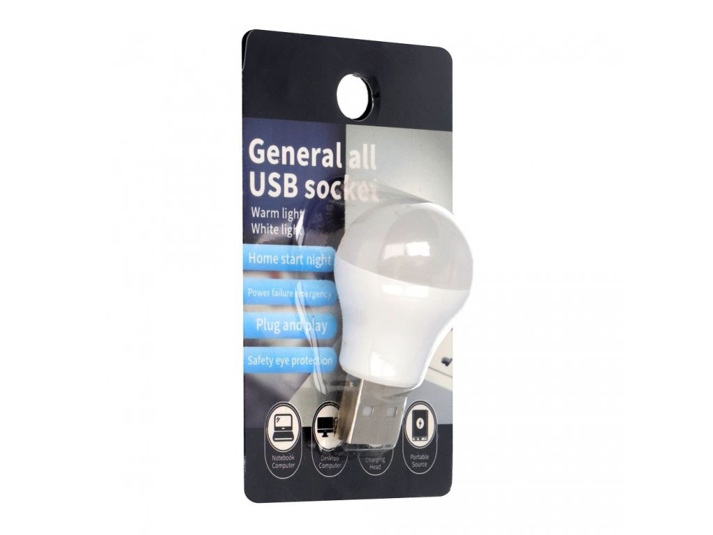 LED žárovka do USB bílé světlo 1W 6500K