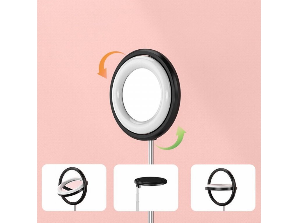LED kruhová lampa se stativem pro nahrávání živého vysílání videí YouTube TikTok Instagram držák telefonu pro selfie kroužkovou lampu bílá (1TMJ bílá)
