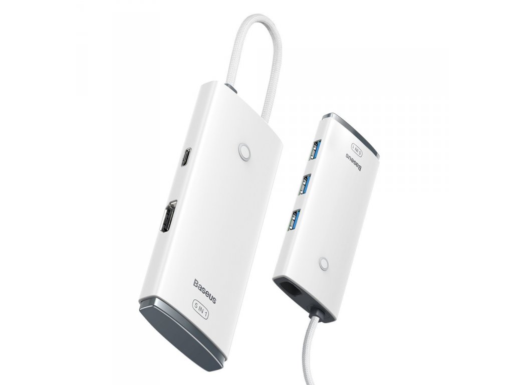 Lite Series adaptér HUB USB Type C - HDMI / 4x USB 3.0 20cm bílý (WKQX040002)