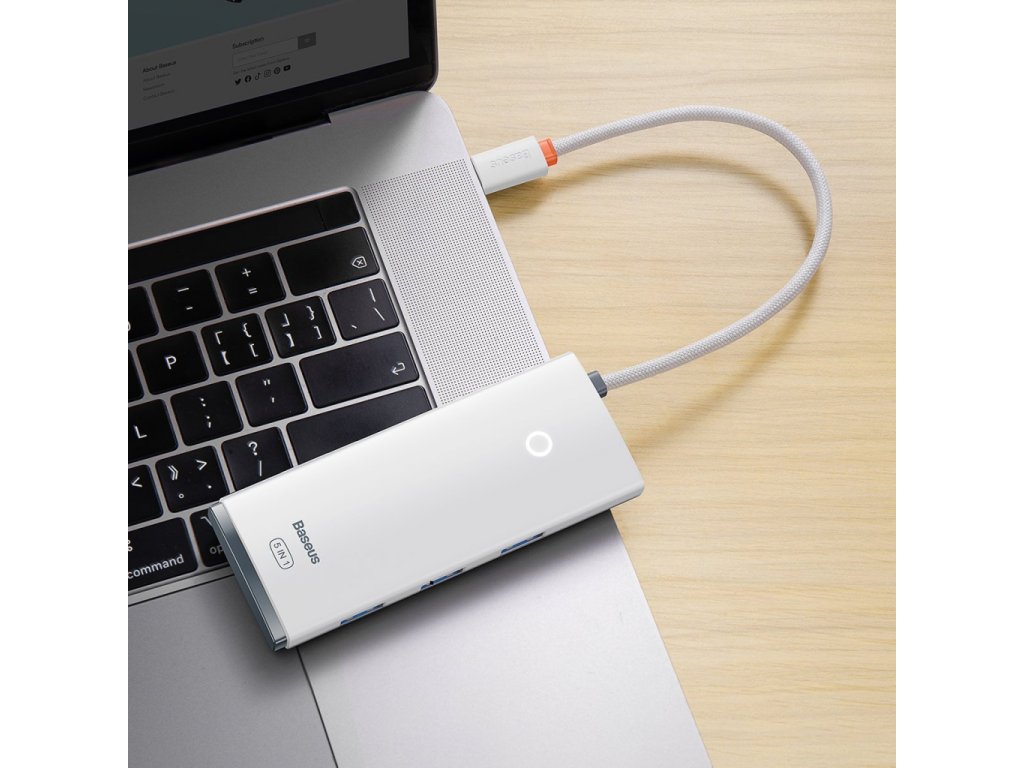 Lite Series adaptér HUB USB Type C - HDMI / 4x USB 3.0 20cm bílý (WKQX040002)