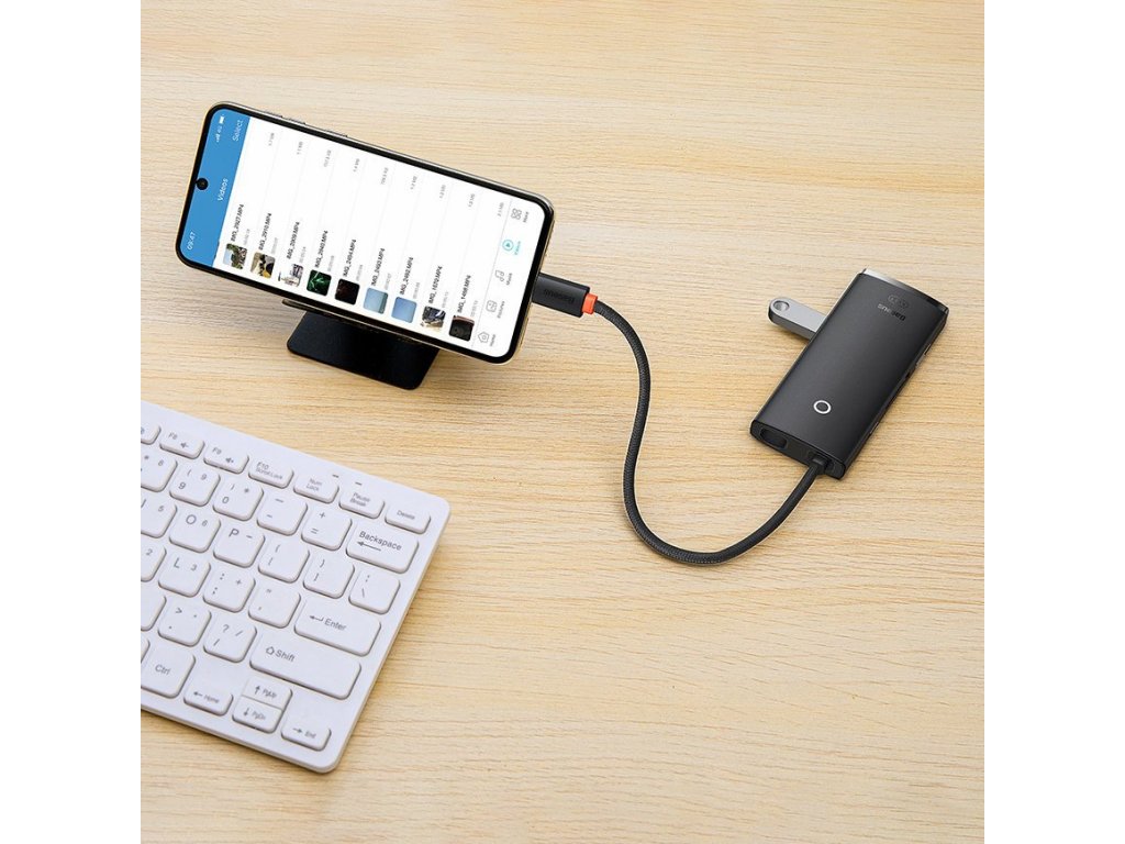 Lite Series adaptér HUB USB Type C - HDMI / 4x USB 3.0 20cm bílý (WKQX040002)