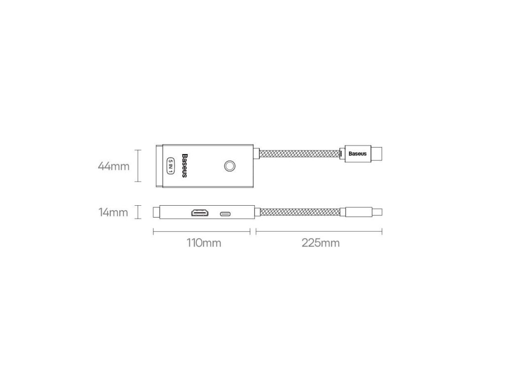 Lite Series adaptér HUB USB Type C - HDMI / 4x USB 3.0 20cm bílý (WKQX040002)