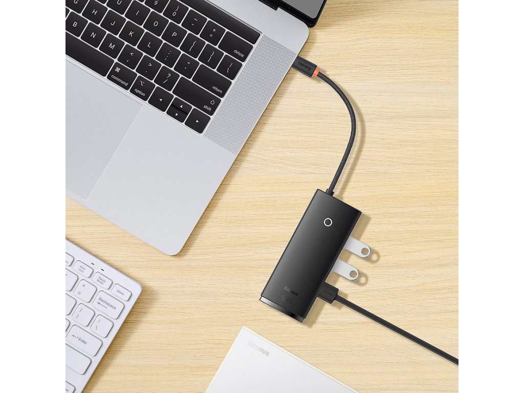 Lite Series adaptér HUB USB Type C - HDMI / 4x USB 3.0 20cm černý (WKQX040001)