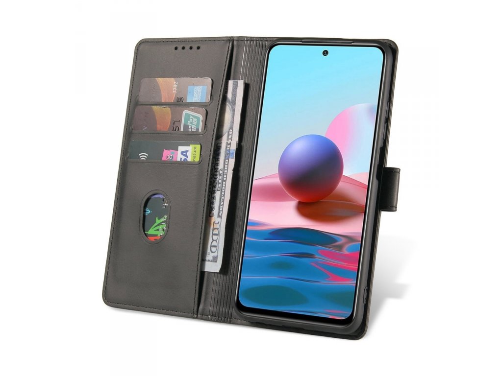 Magnetické elegantní pouzdro s flipovým krytem a funkcí stojánku pro Xiaomi Redmi Note 10 5G / Poco M3 Pro - černé