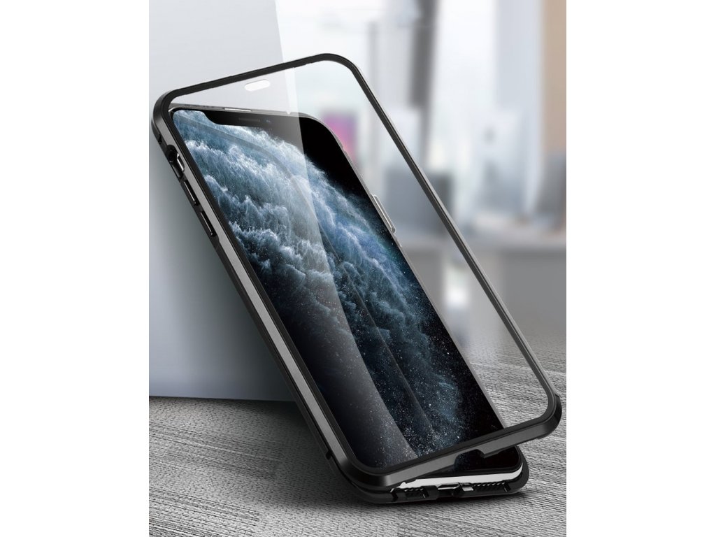 Magnetic Cam Slider Case magnetické pouzdro 360 na celý telefon + sklo na displej + clona na kameru Huawei P40 černé