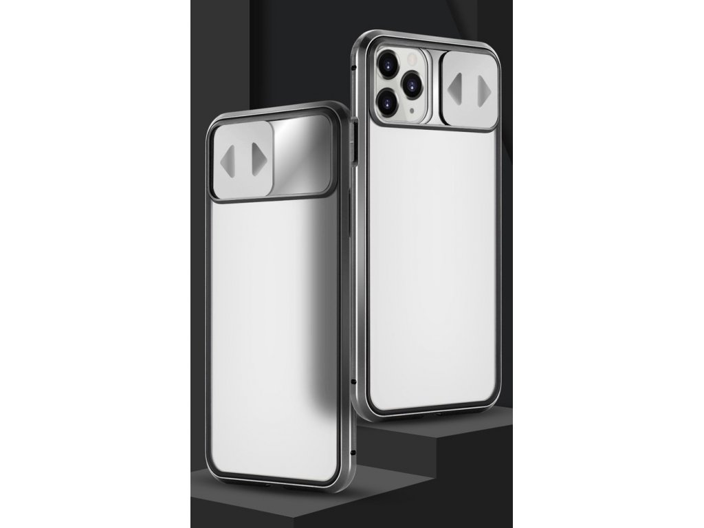 Magnetic Cam Slider Case magnetické pouzdro 360 na celý telefon + sklo na displej + clona na kameru Huawei P40 černé