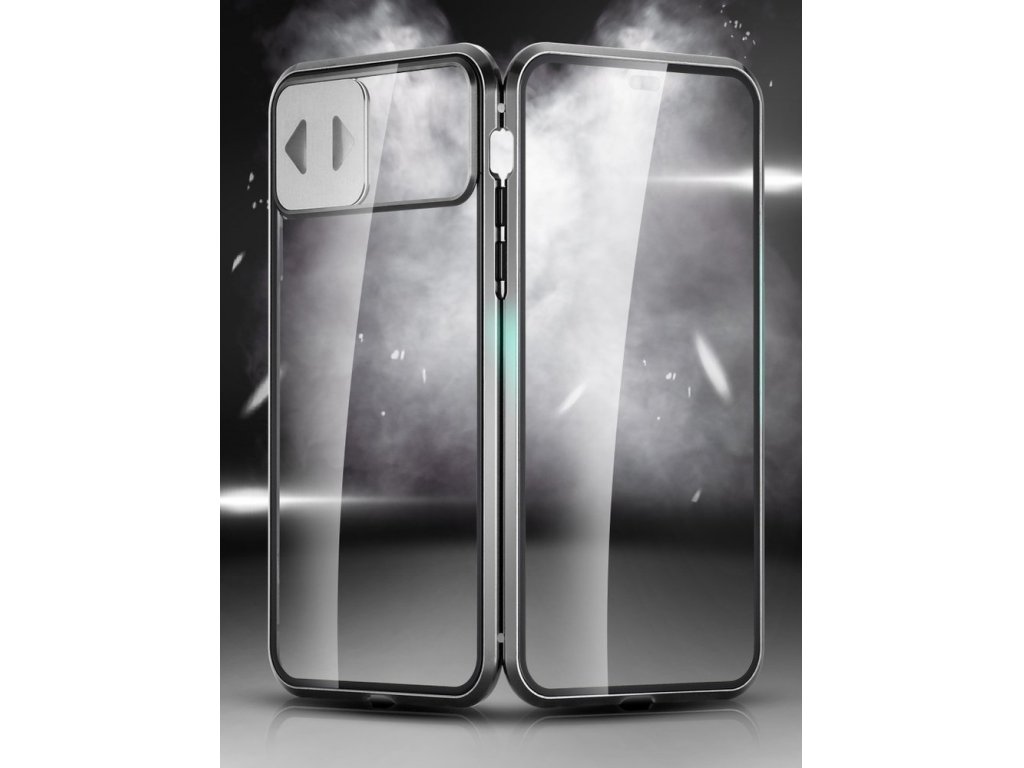 Magnetic Cam Slider Case magnetické pouzdro 360 na celý telefon + sklo na displej + clona naa kameru Huawei P30 Pro černé