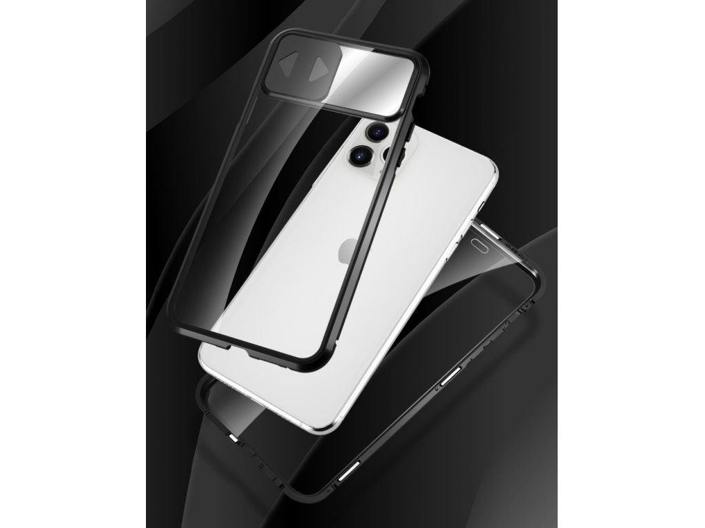 Magnetic Cam Slider Case magnetické pouzdro 360 na celý telefon + sklo na displej + clona naa kameru Huawei P30 Pro černé