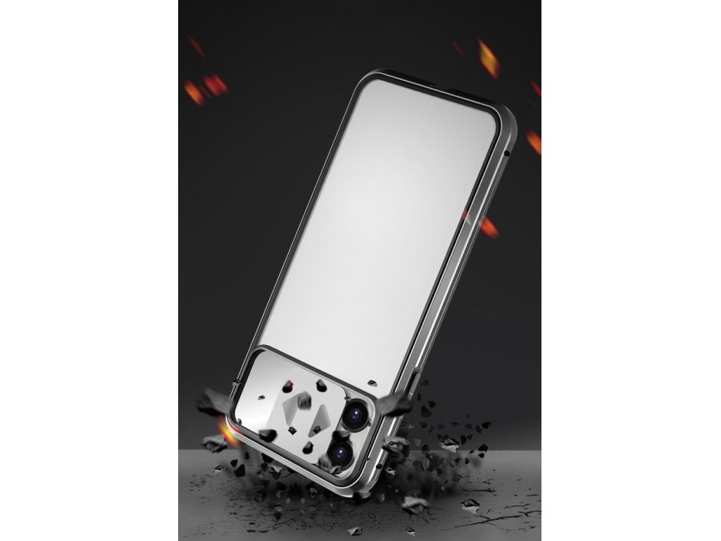 Magnetic Cam Slider Case magnetický 360 celoplošný skleněný kryt kamery telefonu Huawei P40 Lite / Nova 7i / Nova 6 SE černý