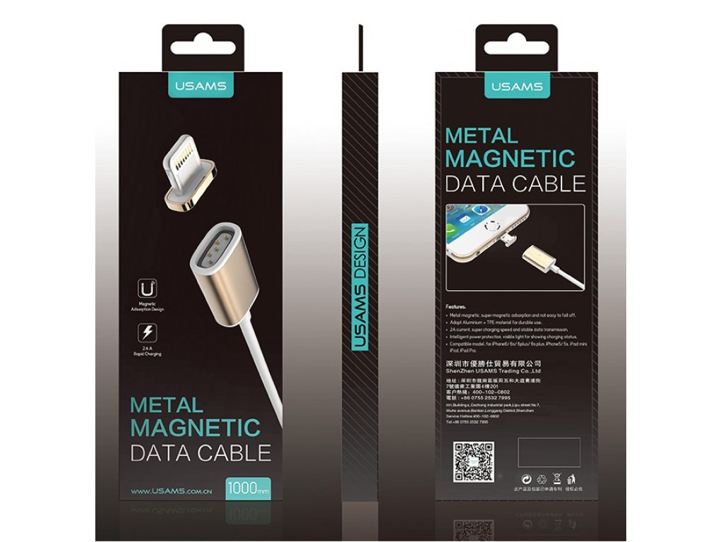 Magnetický kabel USAMS lightning - šedý