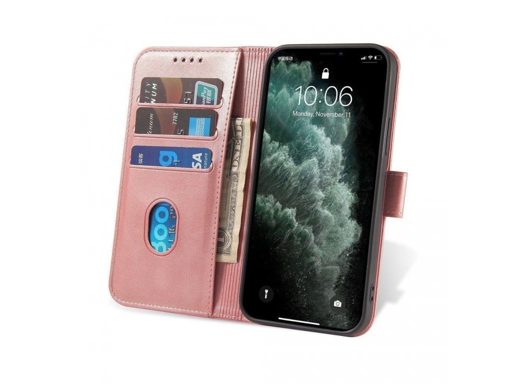 Magnetové pouzdro elegantní pouzdro s flipovým krytem a funkcí stojánku Xiaomi Poco M3 / Xiaomi Redmi 9T růžové