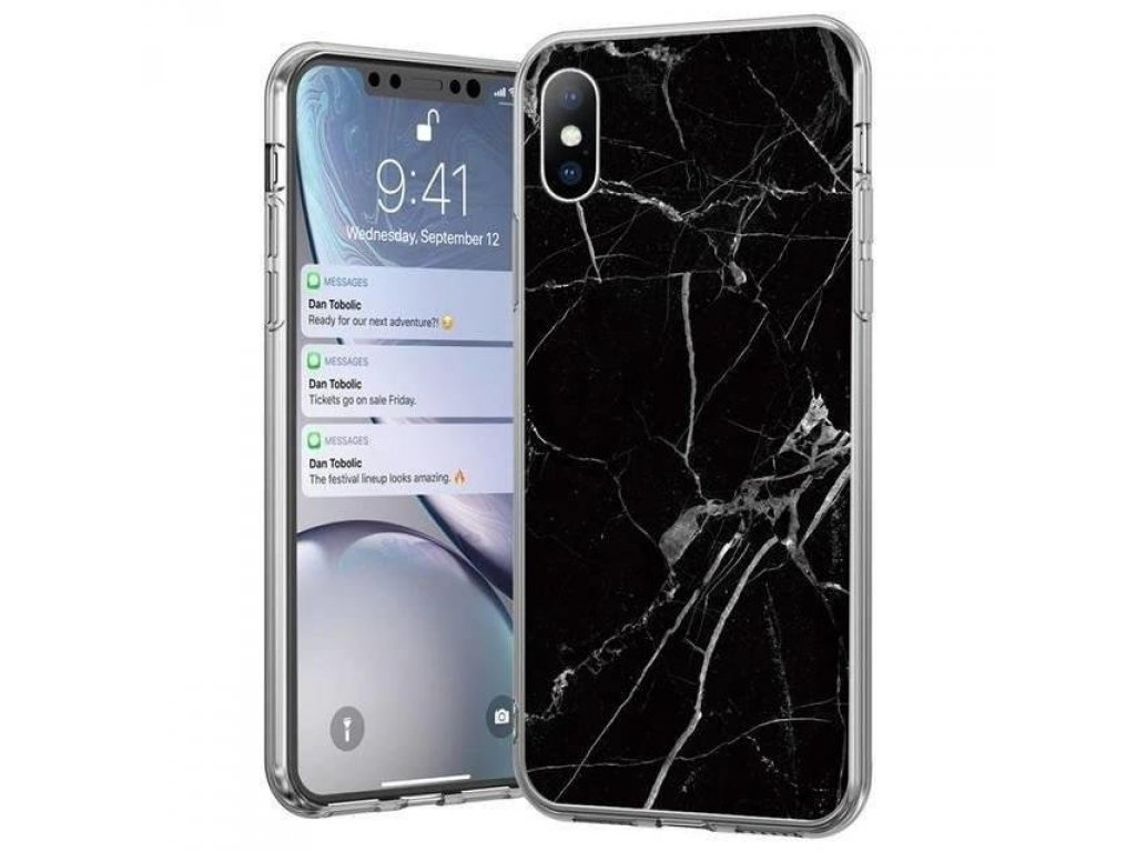 Marble gelové pouzdro mramorované Xiaomi Redmi 10X 4G / Xiaomi Redmi Note 9 černé