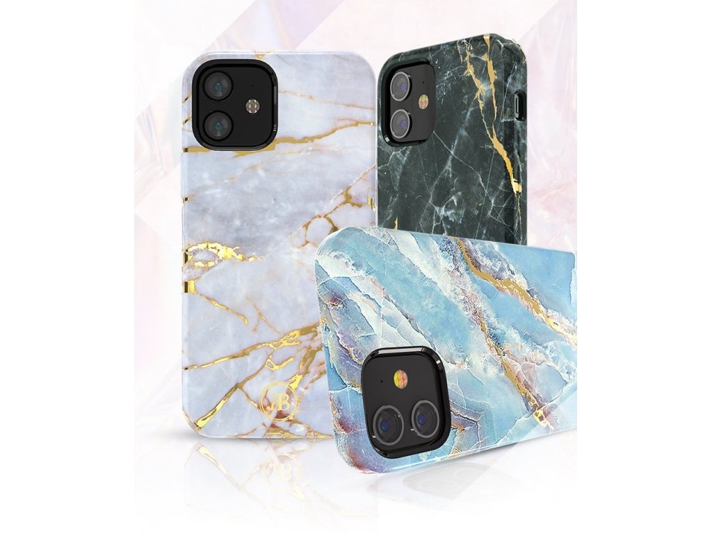 Marble Series elegantní pouzdro s potiskem mramor iPhone 12 Mini bílo/blankytné