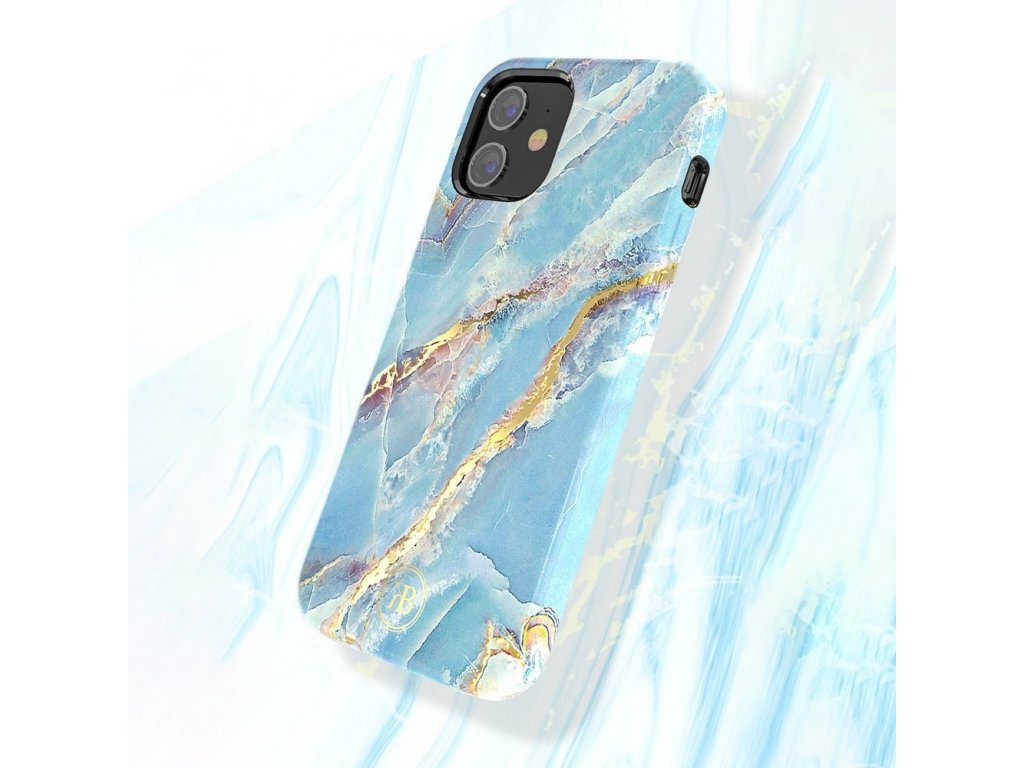 Marble Series elegantní pouzdro s potiskem mramor iPhone 12 Mini bílo/blankytné