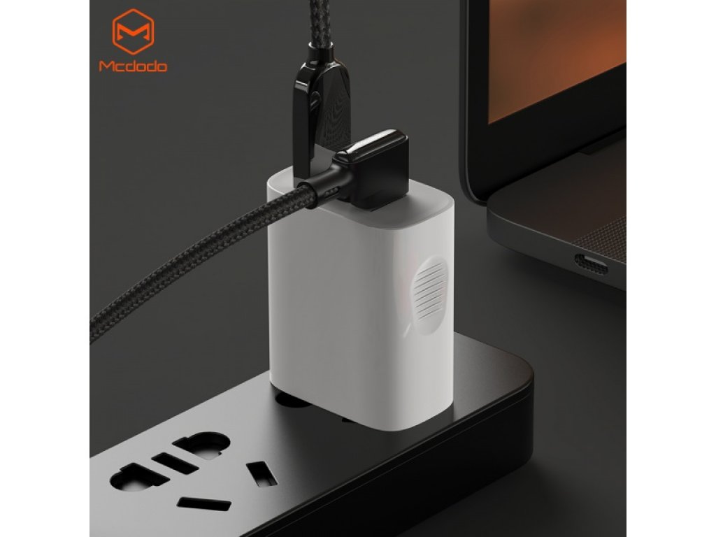 Mcdodo nabíjecí/datový kabel Lightning otočený o 90 stupňů Black Glue Series 1,2 m černá