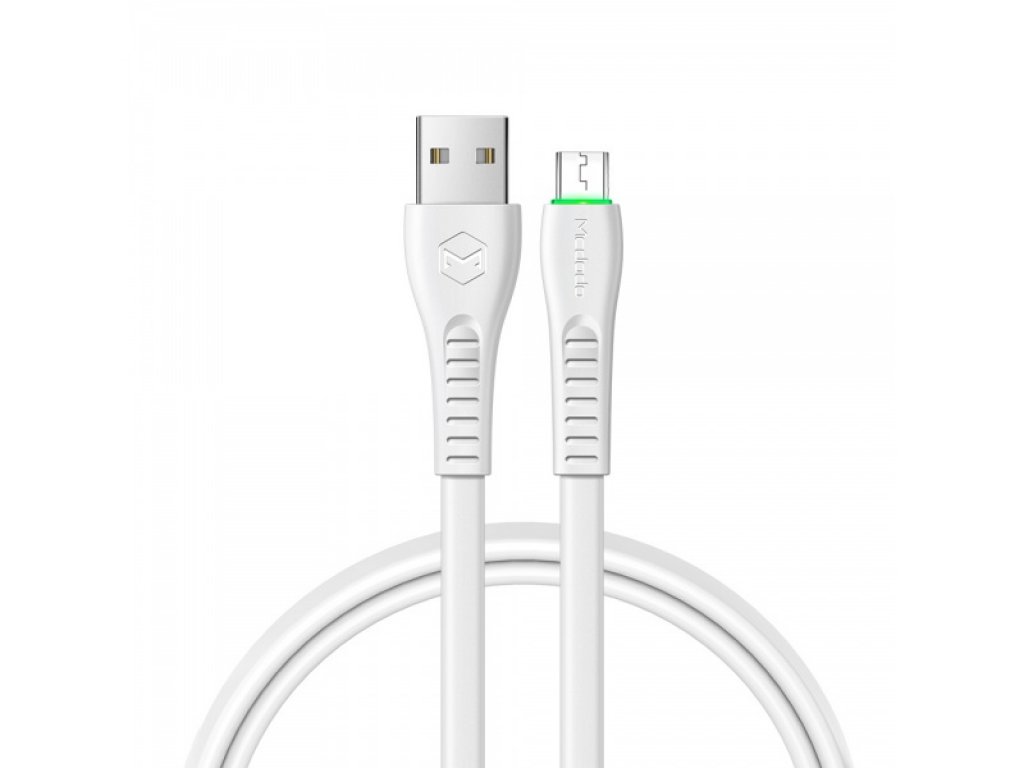 Mcdodo nabíjecí / datový kabel Micro USB s LED indikátorem 1,2m Flying Fish Series, bílá