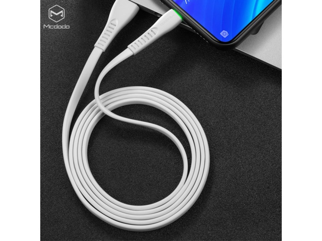 Mcdodo nabíjecí / datový kabel Micro USB s LED indikátorem 1,2m Flying Fish Series, bílá