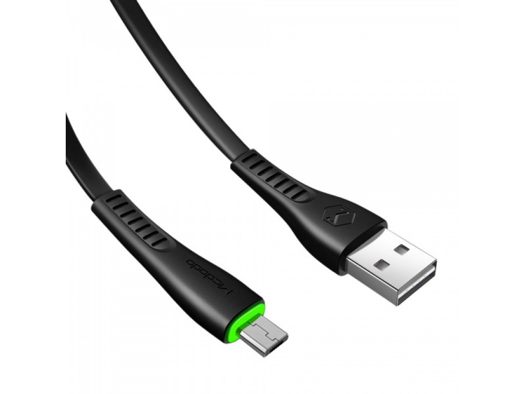 Mcdodo nabíjecí / datový kabel Micro USB s LED indikátorem 1,2m Flying Fish Series, černá