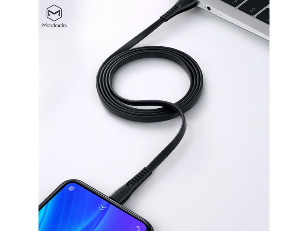 Mcdodo nabíjecí / datový kabel Micro USB s LED indikátorem 1,2m Flying Fish Series, černá