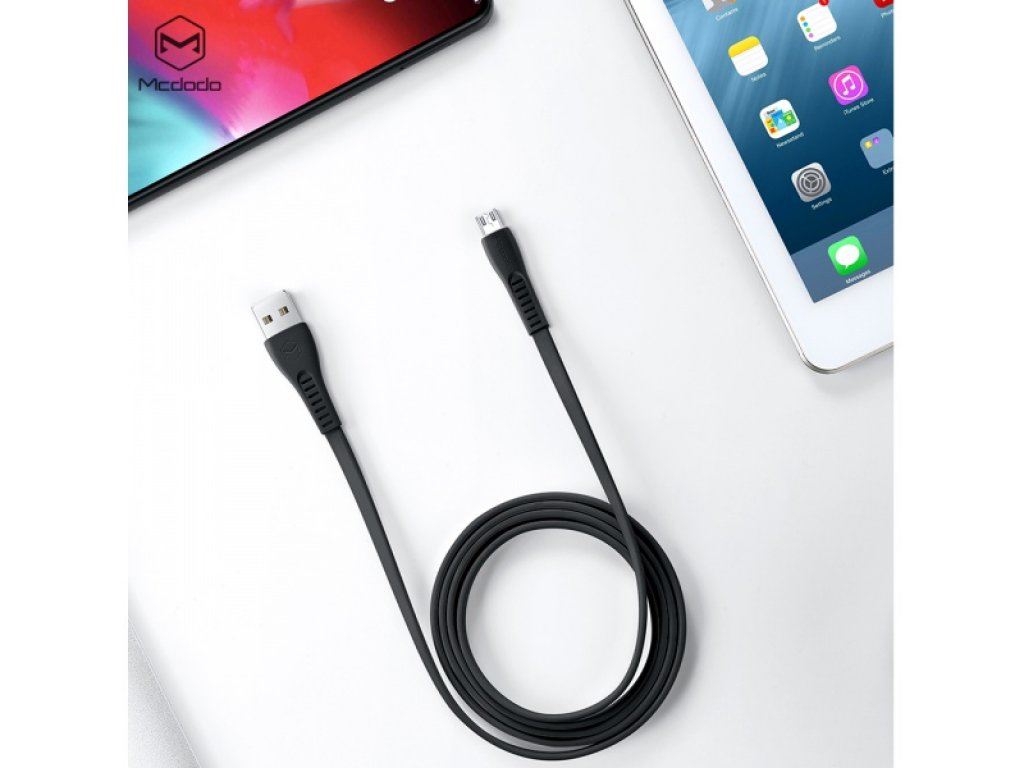 Mcdodo nabíjecí / datový kabel Micro USB s LED indikátorem 1,2m Flying Fish Series, černá