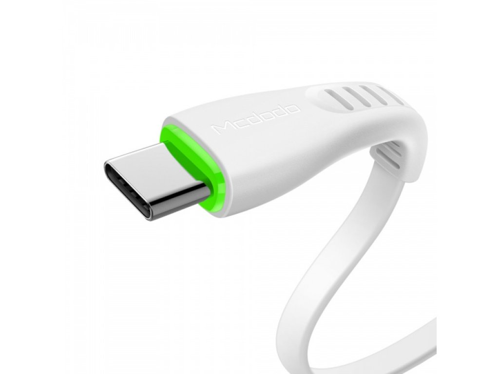 Mcdodo nabíjecí / datový kabel USB-C s LED světlem 1,8 m Flying Fish Series bílá