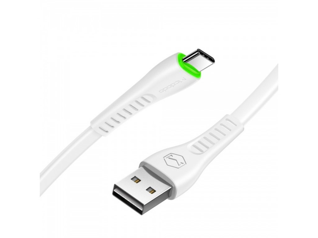 Mcdodo nabíjecí / datový kabel USB-C s LED světlem 1,8 m Flying Fish Series bílá