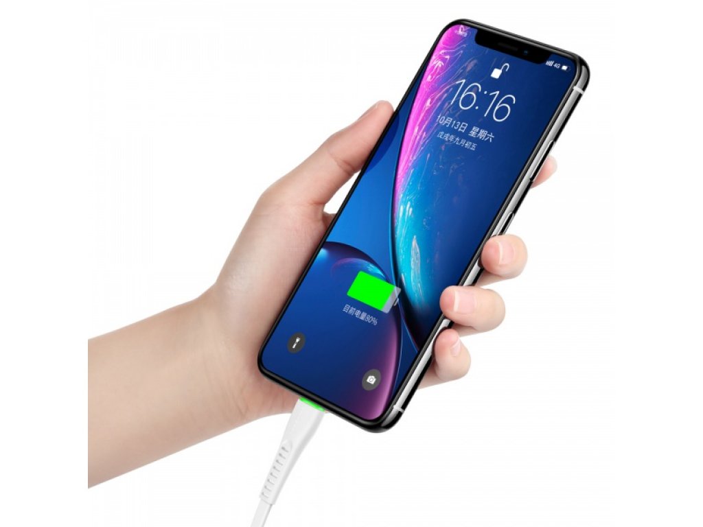 Mcdodo nabíjecí / datový kabel USB-C s LED světlem 1,8 m Flying Fish Series bílá