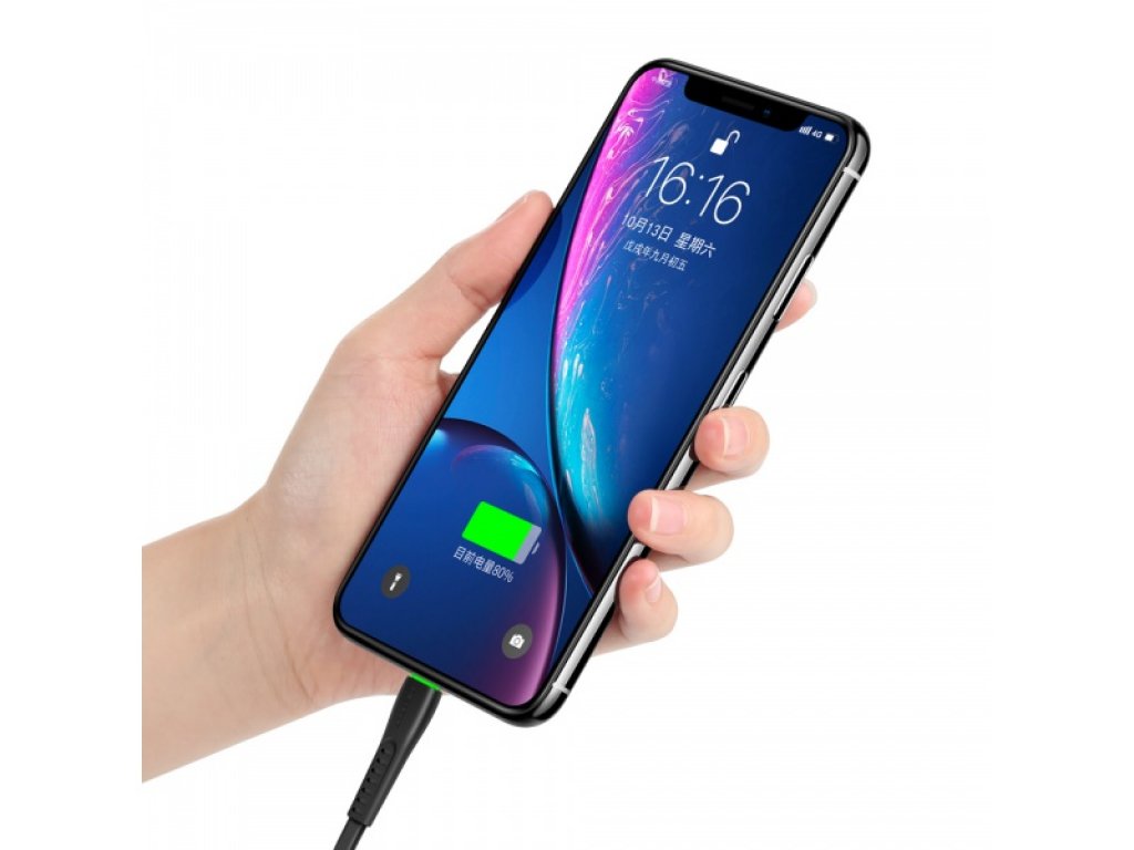 Mcdodo nabíjecí / datový kabel USB-C s LED světlem 1,8 m Flying Fish Series černá