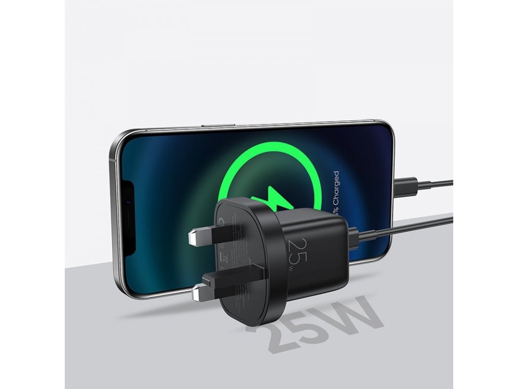 Mini inteligentní rychlonabíječka 25W černá UK plug L-P251 PD