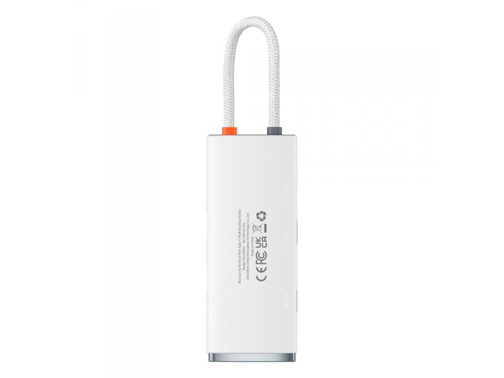 Multifunkční rozbočovač USB typu C řady Lite - 2 x USB 3.0 / USB typu C PD / HDMI 1.4 / SD/TF bílý (WKQX050102)
